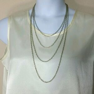Necklace Multi chain silver plate Layered NEW